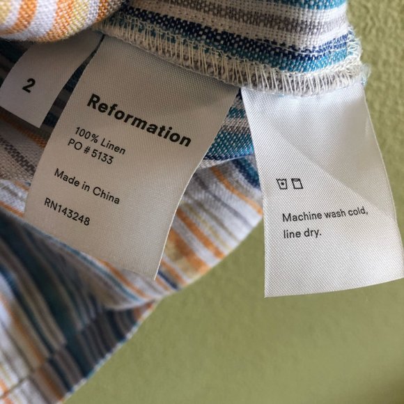 REFORMATION Womens Striped Linen Romper Playsuit Jumpsuit 2 - Picture 3 of 7